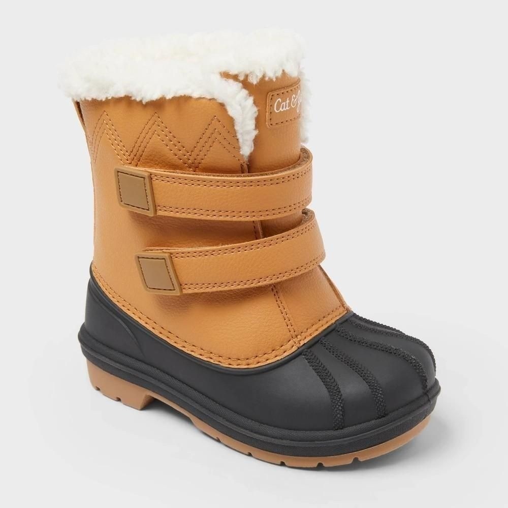 7T Cat & Jack Denver Toddler Waterproof Snow Boots Cognac Brown Black